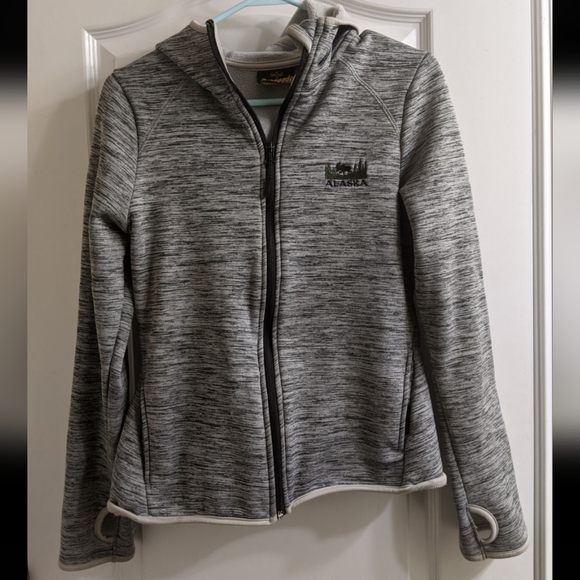 Jackets & Blazers - Grey zip up hoodie with Alaska logo
